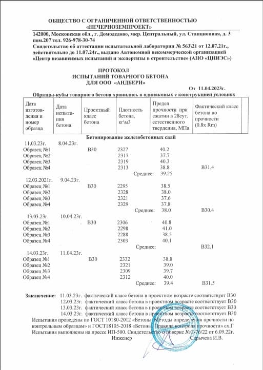 Документ о пробном бурении